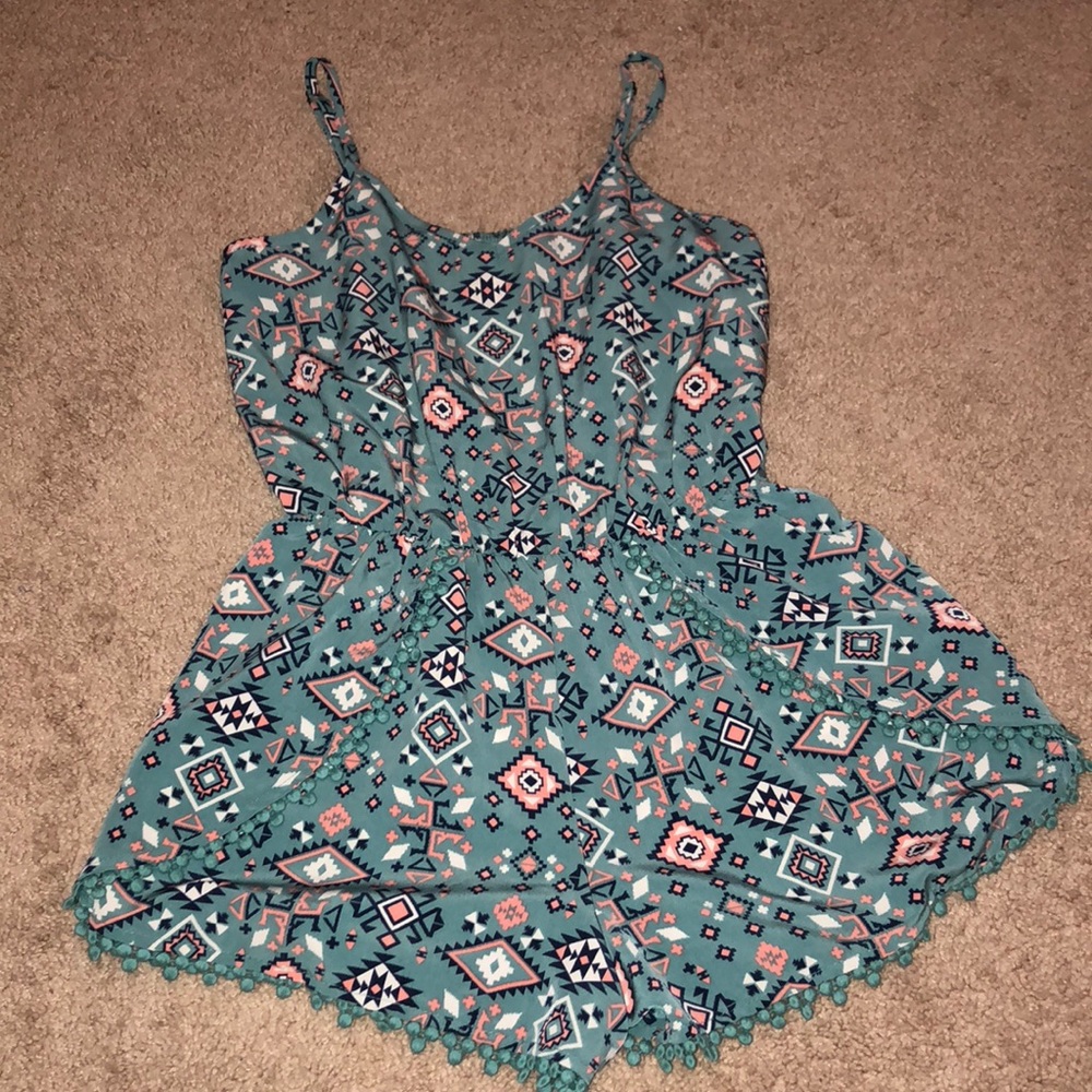 Turquoise & Coral Romper